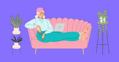 woman lying on couch